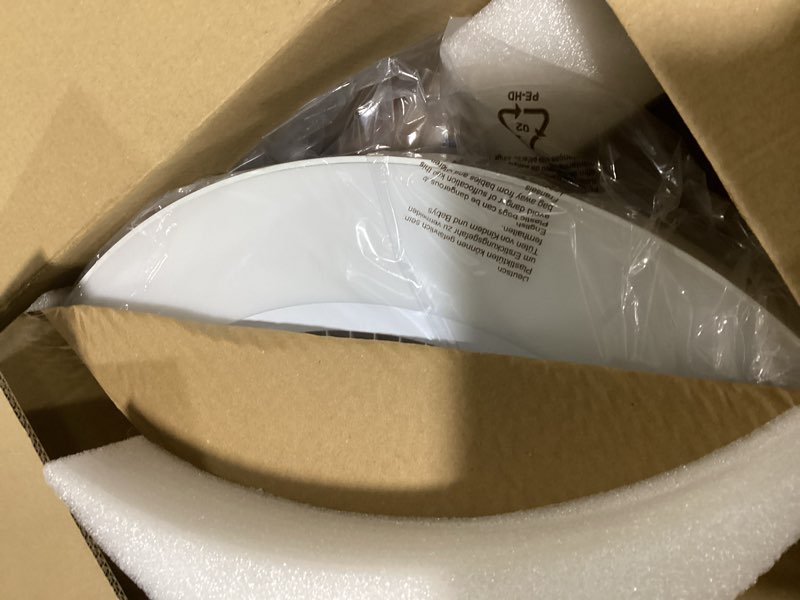 Condition photo showing Good Condition for depuley modern ceiling fan with light: 19" bladeless flush mount low profile led ceiling fans with remote & smart app control - white enclosed fandelier dimmable quiet dc motor for bedroom kids room white-acrylic 19 inch