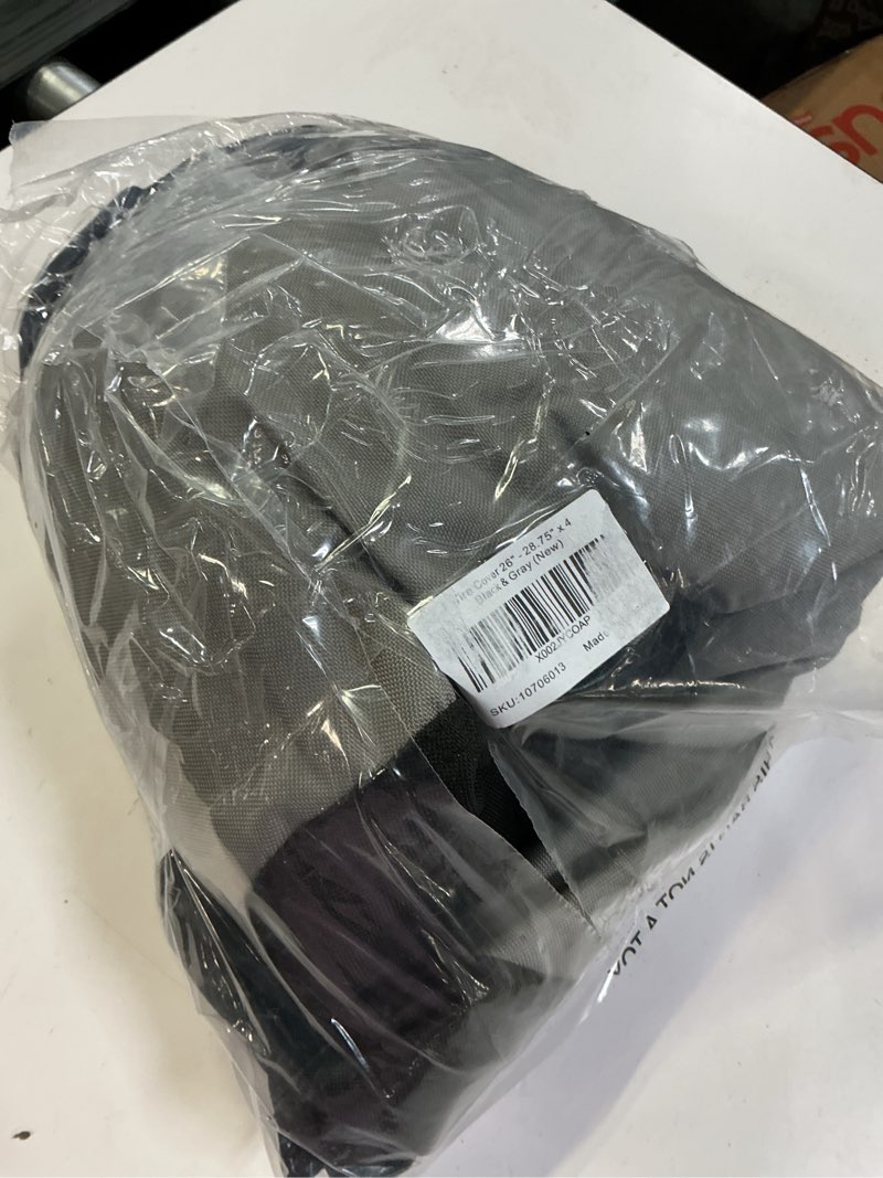 Condition photo showing Good Condition for explore land tire covers 4 pack - tough wheel protector for truck, suv, trailer, camper, rv universal fits tire diameters 26-28.75 inches black & gray