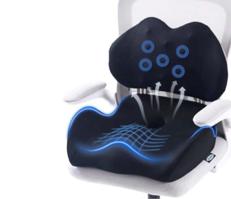 XZdream Memory Foam Seat Cushion,Office Chair Cushion with Lumbar Support for Back Pressure Relief, 