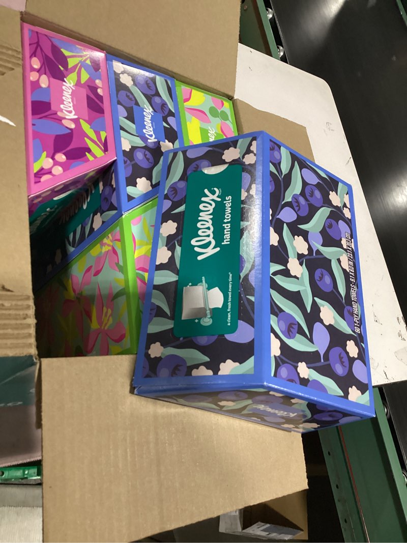 Condition photo showing New/Like New for kleenex disposable hand towels, 60 tissues per box, 6 boxes (360 total)
