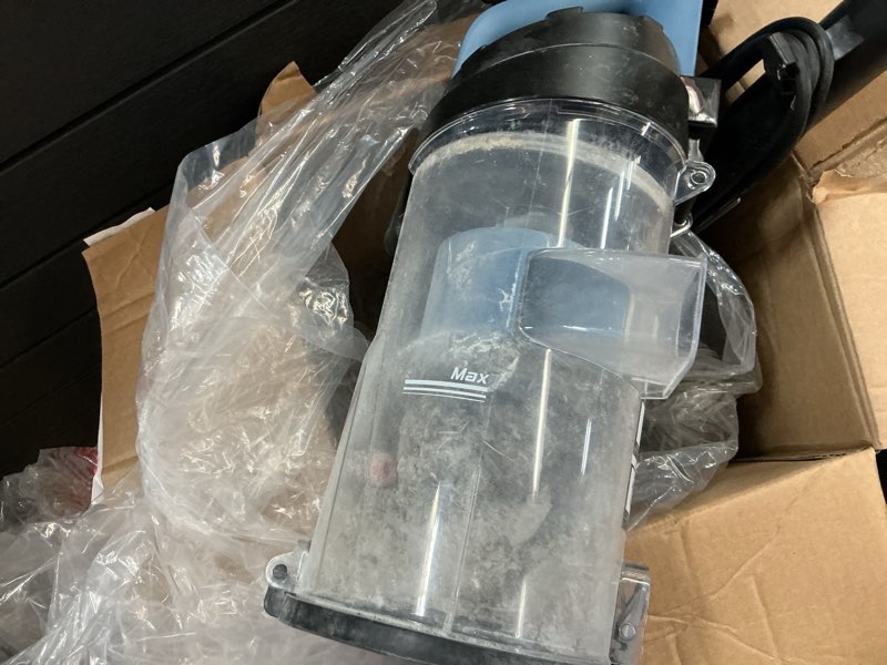 Condition photo showing As Is for mainstays lightweight bagless upright vacuum cleaner with brush and crevice tool