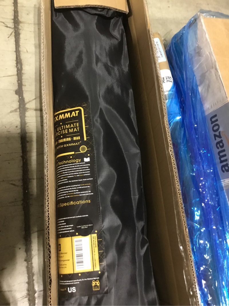 Condition photo showing As Is for gxmmat extra wide large exercise mat 12'x7'x7mm, thick workout mats for home gym flooring, non-slip durable cardio mat, high density, shoe friendly, perfect for plyo, mma, jump rope, stretch, fitness
