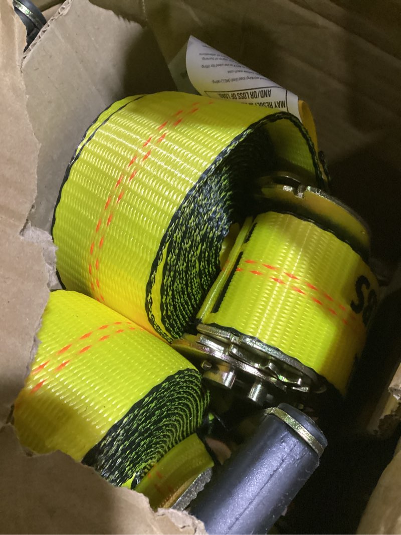 Condition photo showing Good Condition for mytee products ratchet tie-down straps with wire hook, 2" x 30' yellow ratchet strap | 10,000 lbs breaking strength | heavy duty tiedown ratchet straps for flatbed, truck, trailers pickup (10 pack) 2" x 30' 10 - pack yellow