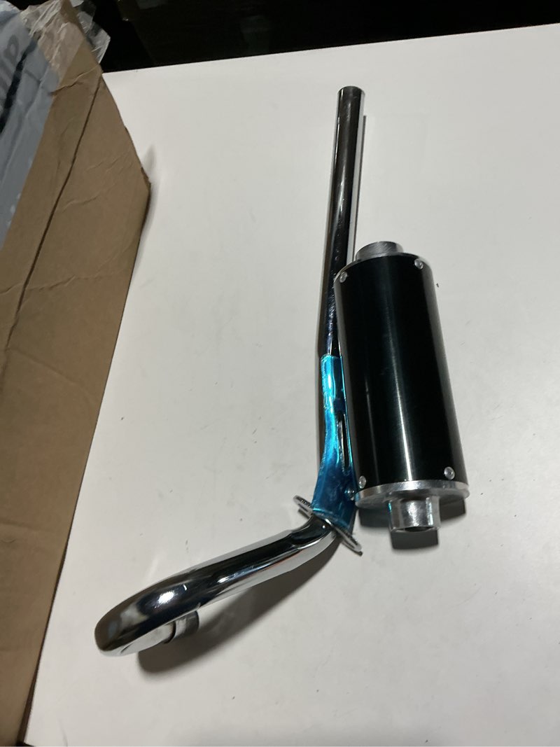 Condition photo showing As Is for fvrito exhaust pipe muffler silencer kit for 125cc 110cc 70cc dirt pit bike, 28mm muffler for chinese xr50 crf50 coolster ssr baja taotao atomik thumpstar roketa apollo motorcycle atv parts black