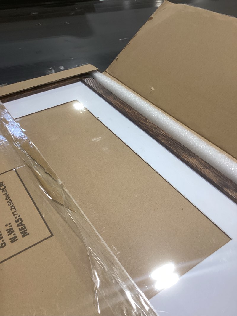 Condition photo showing Good Condition for 16x24 Frame Set of 2, Rustic Brown Wood Style - Display 16 x 24 Picture without Mat or 12x18 Picture with Mat, Wall Mounting Horizontal and Vertical Rustic Brown 16x24 in