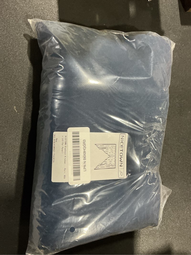 Condition photo showing Good Condition for nicetown blackout kitchen window curtains - thick tailored scalloped valance/swags window decorations curtains for living room/bay window (navy, 1 pair, w36 x l63 per panel) navy 36"w x 63"l (pack of 2)