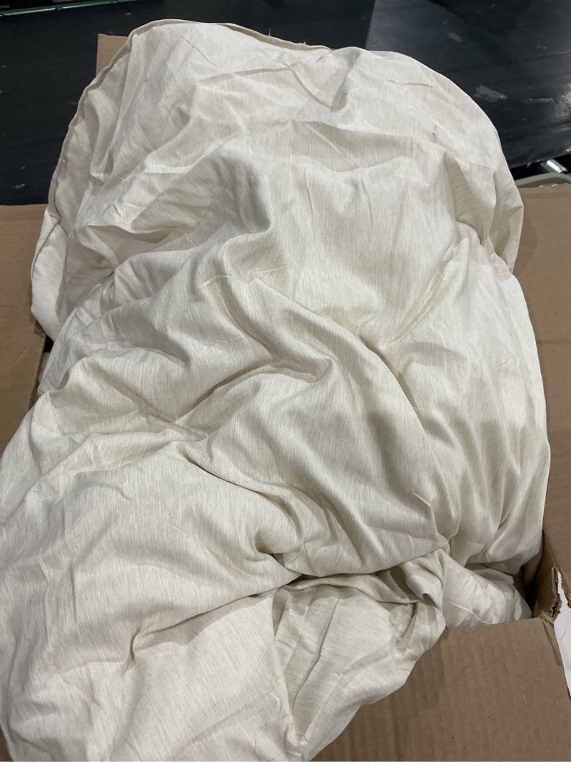 Condition photo showing As Is for levtex home cloud waffle twin/twin xl comforter set (68x88in) with 1 pillow sham (26x20in) - solid waffle cotton texture - undyed cream - 100% cotton twin size comforter set - soft, pre-washed twin/twin xl comforter cream