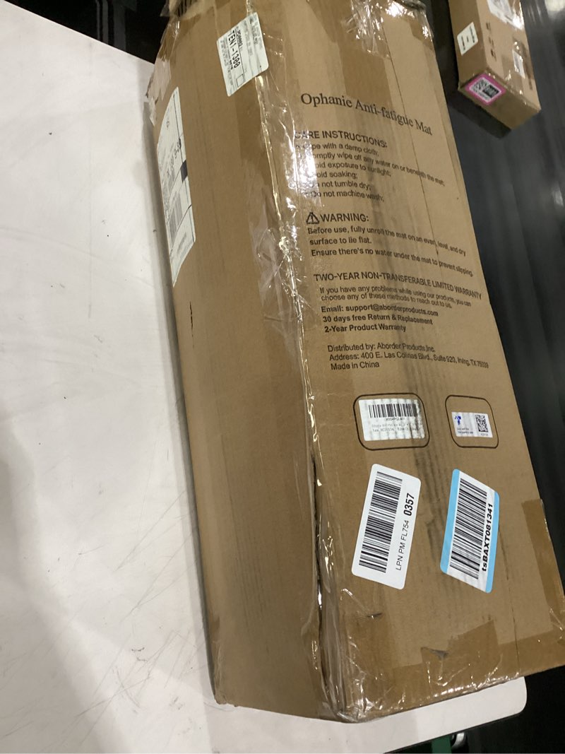 Condition photo showing Good Condition for ophanie kitchen mats for floor, 3/4 inch thick kitchen rugs, 24'' x 70'' anti fatigue standing cushioned mat, waterproof,comfort ergonomic mat for office, home, sink, brown non-slip bottom brown 70"l x 24"w x 0.8"th