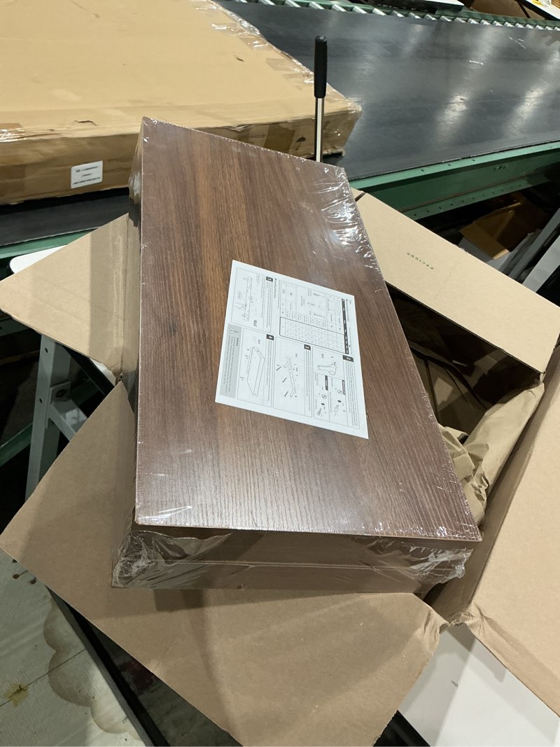 Condition photo showing Good Condition for 32" walnut floating shelves for wall, 9.3" deep floating shelves set of 2, large display & storage shelf questions