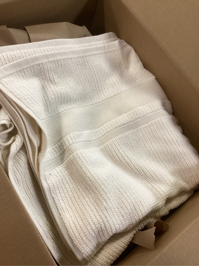 Condition photo showing As Is for preston lane douro hand towel set – 2 pack luxury cotton towels, ultra soft & absorbent, quick-dry spa-quality bathroom towels, made in portugal, alabaster alabaster hand towel