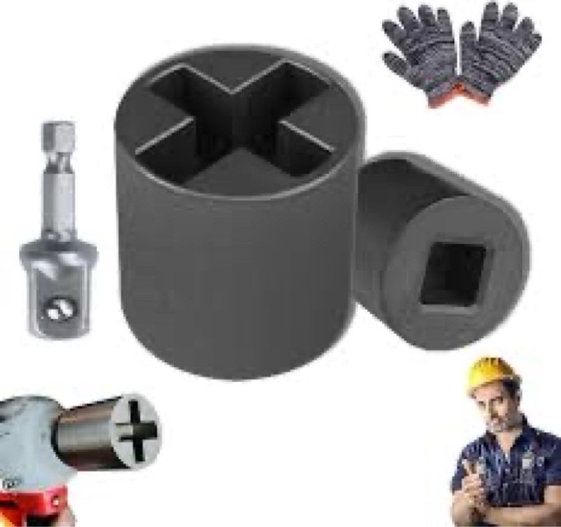 Universal Jack Socket Adapter for Hand Drill, Scissor Jack Drill Adapter for Car, with a 1/2 in Sock