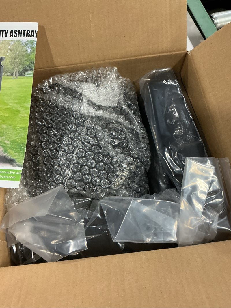 Condition photo showing New/Like New for cigarette butt disposal outdoor, standing ashtrays for outside patio stainless steel outdoor ashtray cigarette butt container, 7" diameter x 46" h