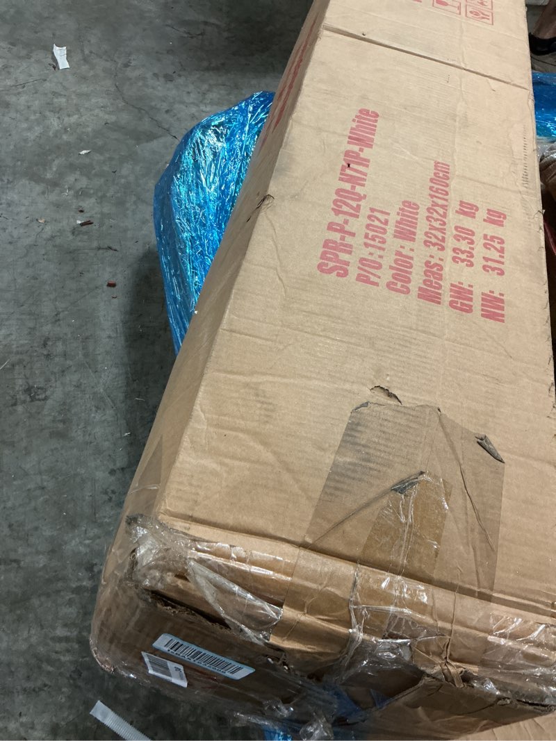 Condition photo showing As Is for paylesshere 12 inch innerspring queen mattress in a box with bamboo charcoal gel memory foam fiberglass free certipur-us certified medium firm spring mattress pressure relief,queen white queen 12 in