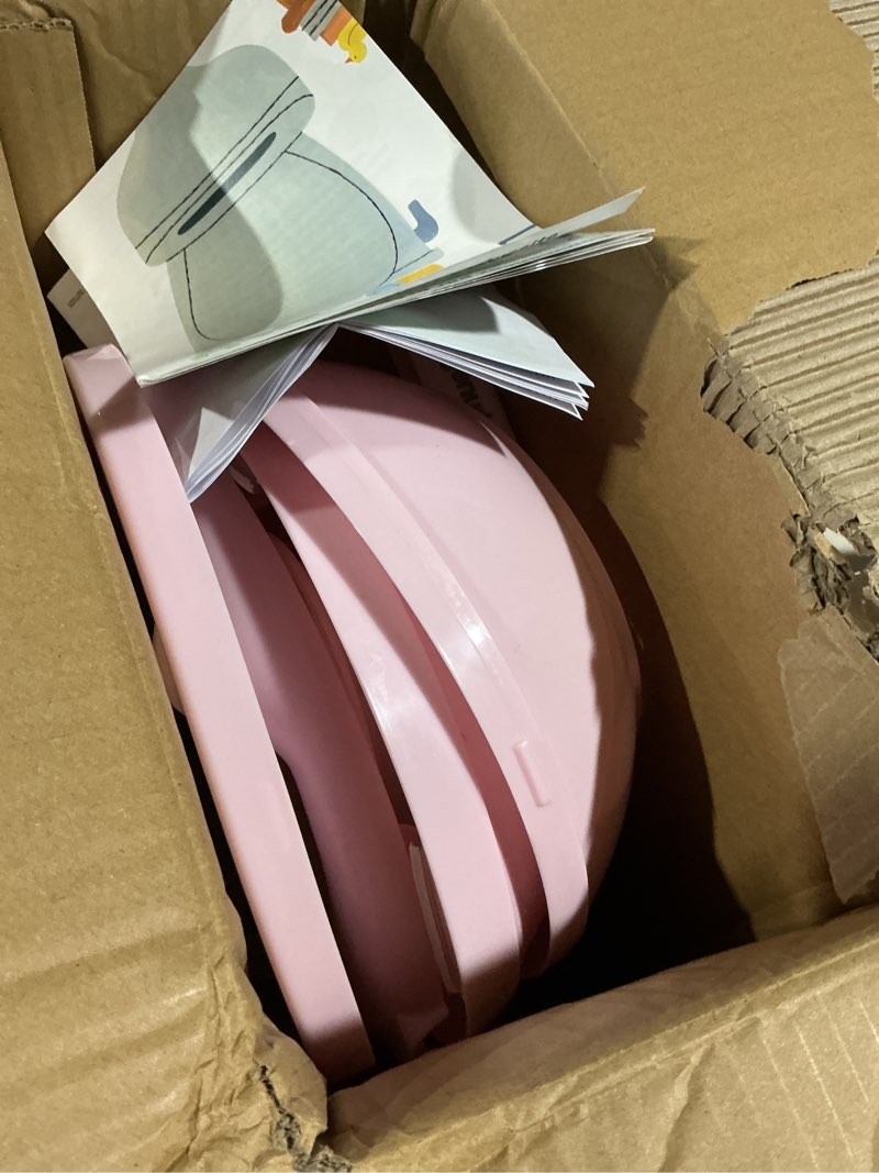 Condition photo showing As Is for ingenuity my size potty pro in pink, infant potty training toilet, lifelike flushing sound, for ages 18 months, up to 50 pounds