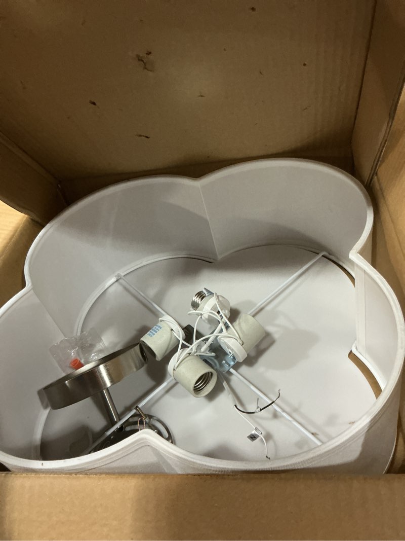 Condition photo showing As Is for VONLUCE Semi-Flush Mount Ceiling Light, 15.8" Modern 4-Light Ceiling Light Fixture with White Clover-Shaped Shade 4 E26 Sockets for Bedroom Entryway Living Room, Nickel Finish, ETL Certificated Nickel 15.8"