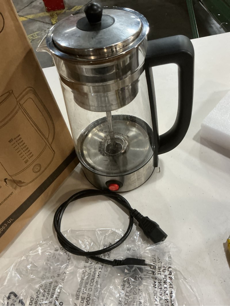 Condition photo showing As Is for kidisle percolator coffee pot, 10-cup electric percolator coffee maker with premium stainless steel filter & food-grade borosilicate glass, auto keep warm, no-drip spout, stay-cool handle