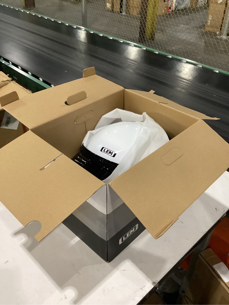 Condition photo showing Good Condition for lem full face motorcycle helmet carbon, classic retro helmets dot for men harley models, cruiser, motorcycle helmet vintage, interchangeable visor, lightweight fiberglass shell (milky white, size s) small milky white