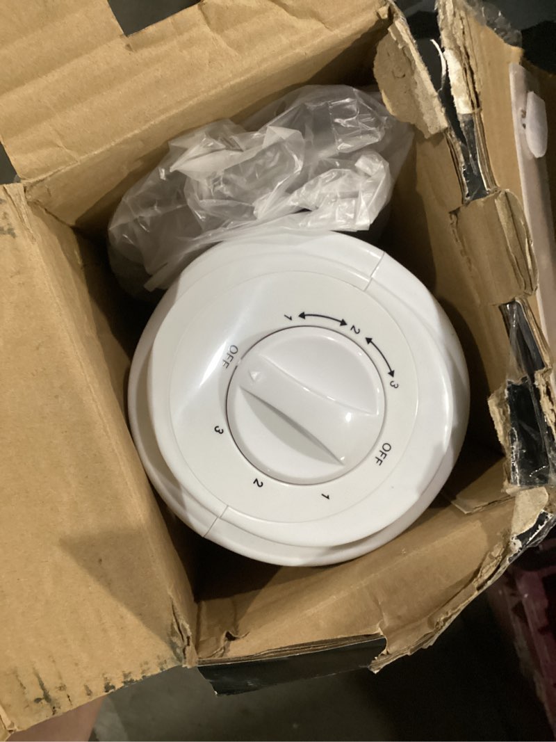 Condition photo showing As Is for ovente 32" tower fan for bedroom, portable stand fan with 90° oscillation, adjustable speed, compact and slim manual bladeless indoor fan ideal for cooling home with kids or office, white tfo3sw