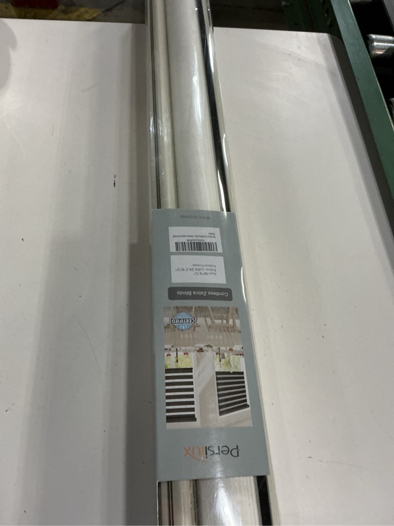 Condition photo showing As Is for persilux cordless zebra blinds for windows free-stop window blinds (30" w x 72" h, cream) dual layer light control for day and night, light filtering sheer shades for home, easy to install 30"w x 72"h cream