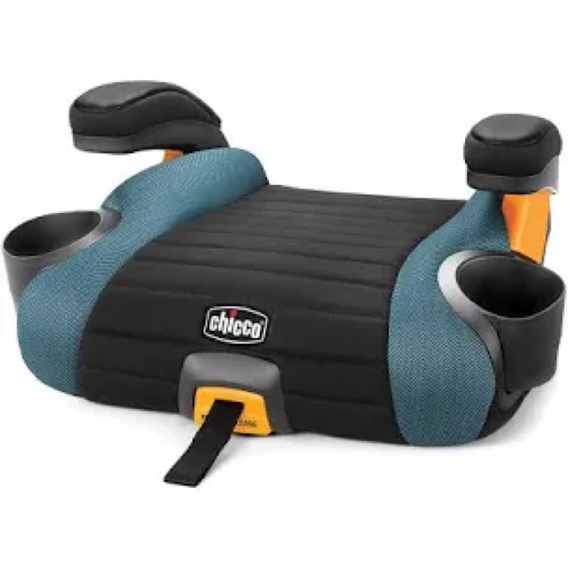 chicco gofit plus backless booster car seat with latch attachment and quick-release latch removal, travel booster seat for car, portable car booster seat for children 40-110 lbs. | stream/blue gofit plus stream/blue