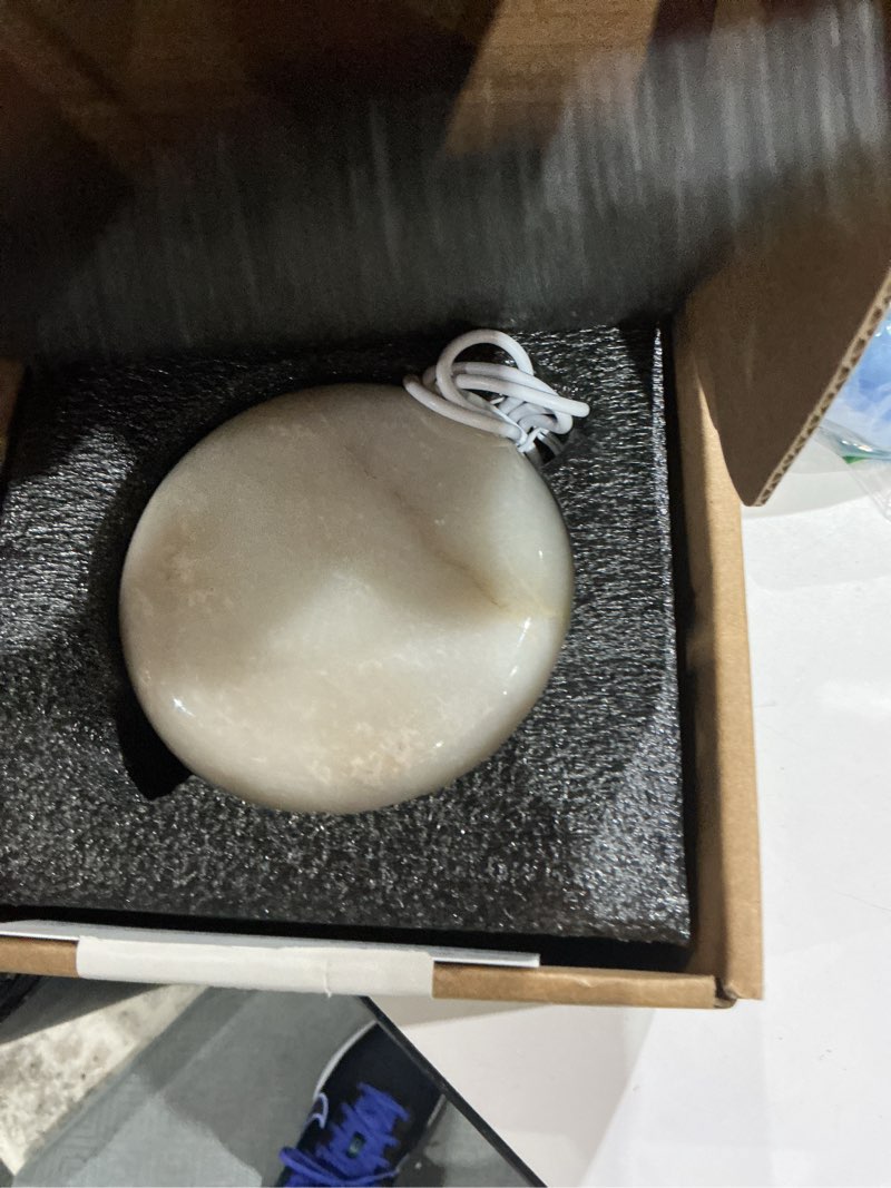 Condition photo showing As Is for marmor marble lamp table lamp unique stone lamp type-c 3 way bedside lamps ambient lighting for bedroom night stands small night light decorative led warm ambient portable lamps for rechargeable calacatta purple