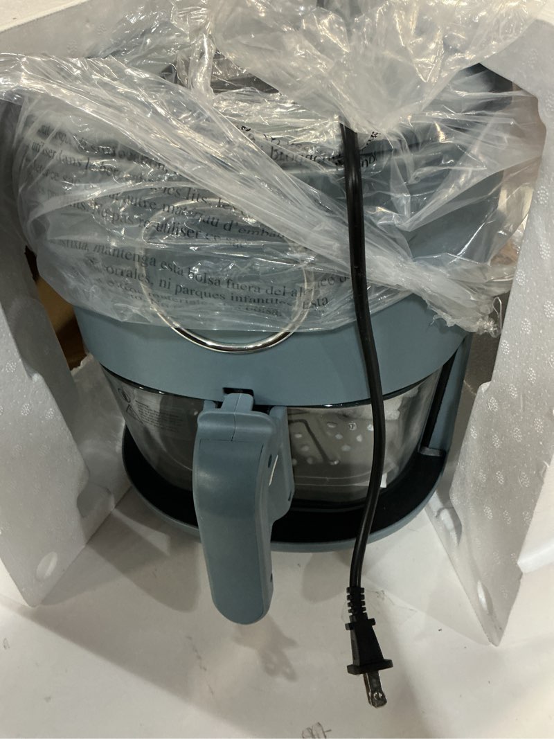 Condition photo showing Good Condition for COOK WITH COLOR Colorful 1200W 4Qt Air Fryer: Glass Basket, Dishwasher Safe, 60min Timer, 6 Presets, Temp Control 175F-400F, 4 QT, Slate Blue Medium Slate Blue