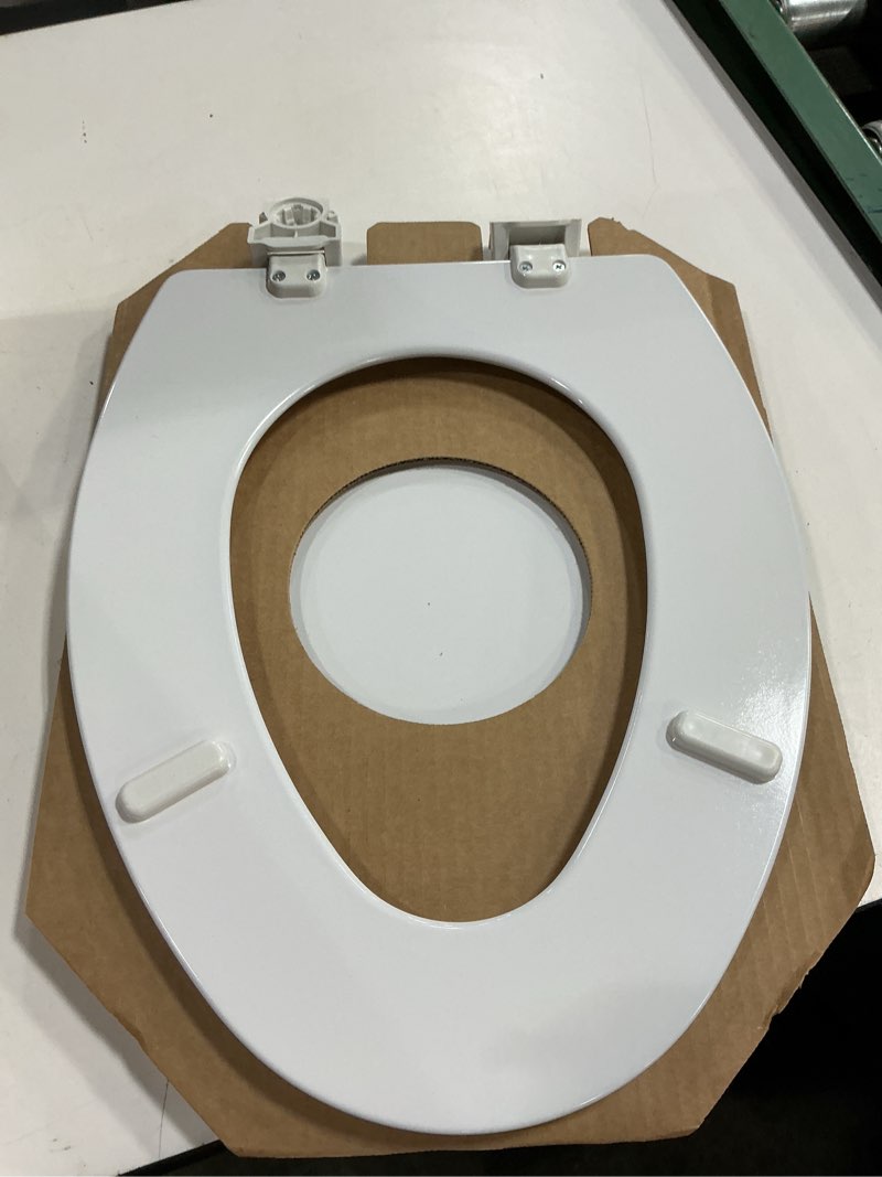 Condition photo showing As Is for bemis 1500ec 390 lift-off wood elongated toilet seat, cotton white (pack of 1)
