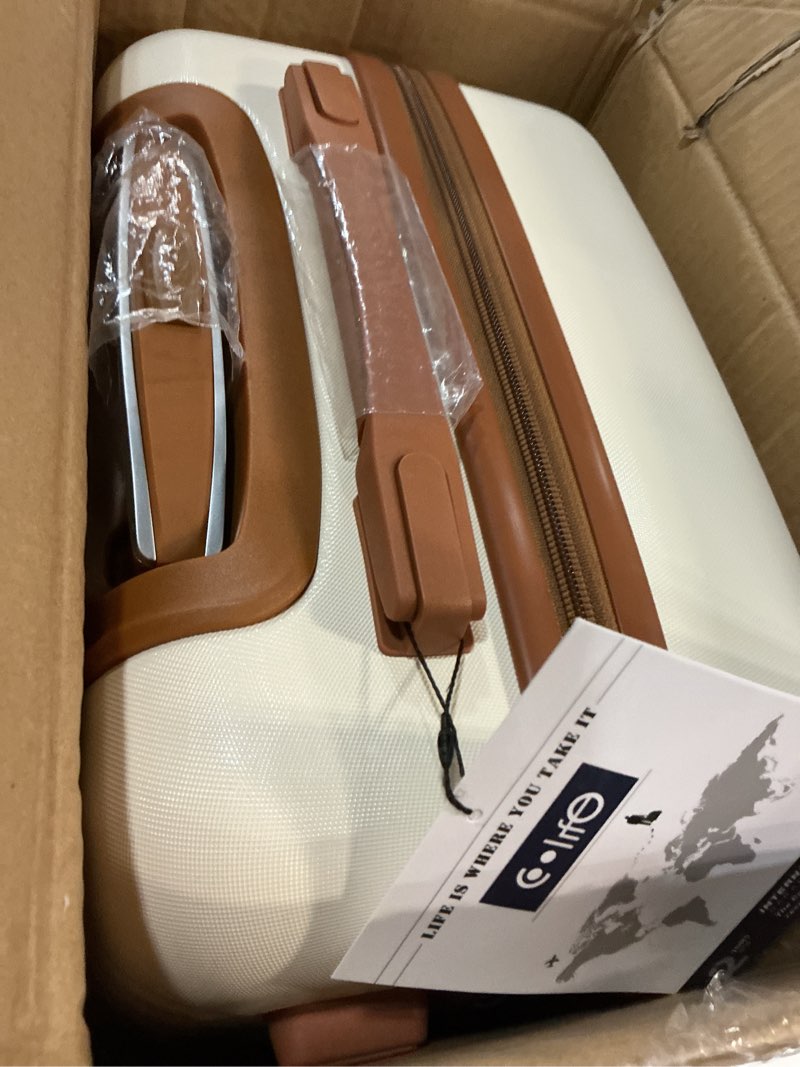 Condition photo showing Good Condition for Coolife Suitcase Set 3 Piece Luggage Set Carry On Travel Luggage TSA Lock Spinner Wheels Hardshell Lightweight Luggage Set(White, 3 piece set (BP/TB/20)) White 3 piece set (BP/TB/20)