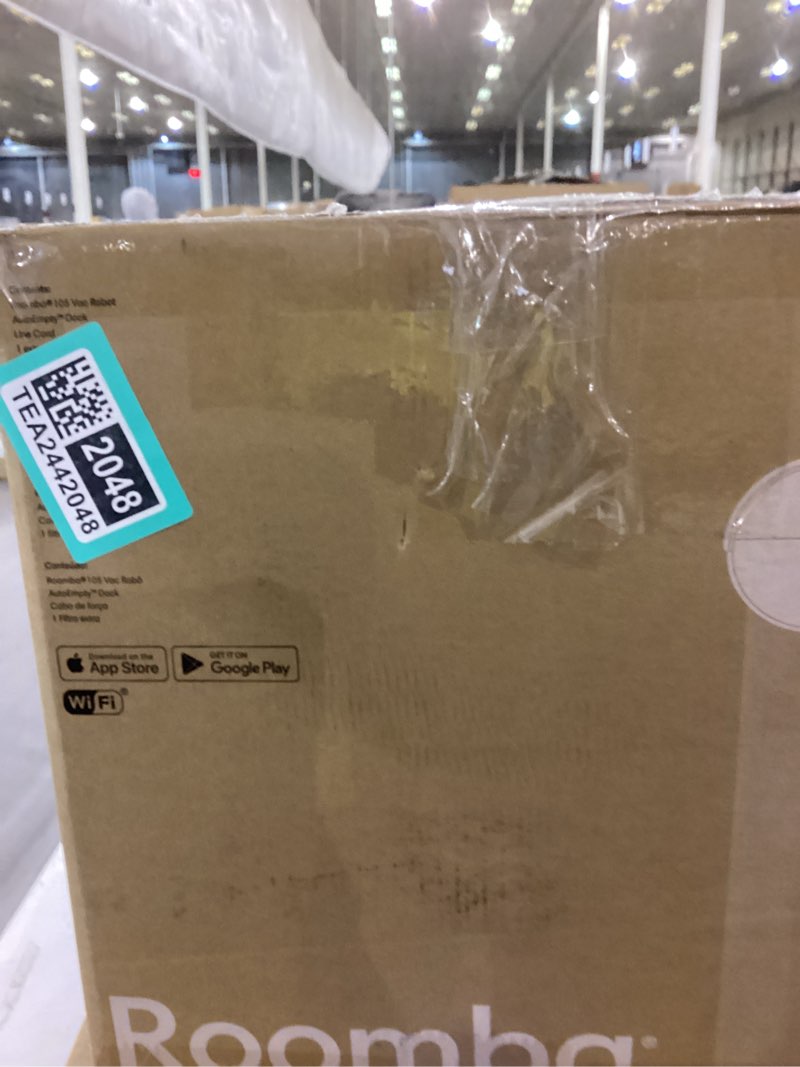 Condition photo showing New/Like New for iRobot Roomba 105 Vac Robot Vacuum & AutoEmpty Dock - Self-Empties for 75 Days  Easy to use  Intense Power-Lifting Suction  LiDAR Navigation  Multi-Surface Cleaning  Cleans in Neat Rows