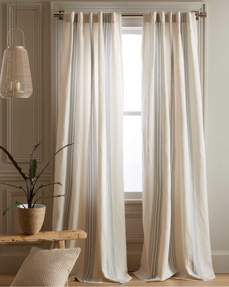 Quince Blue Beach Stripe Curtains