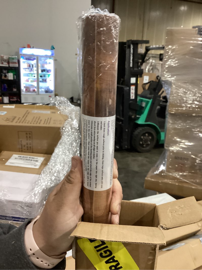 Condition photo showing New/Like New for Decoroom Wood Grain Contact Paper Peel and Stick, Thicken Vintage Wood Contact Paper for Cabinets Furniture, Natural Wood Wallpaper Self-Adhesive Removable Waterproof Vinyl Film 23.6 in X 118.1 in 23.6" x 118" Brown