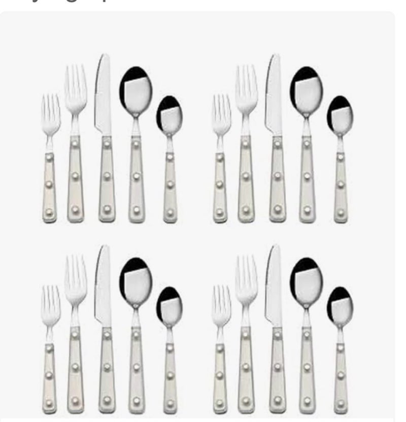 mikasa living clear translucent 18/0 stainless steel 20-piece flatware set, service for 4, clear