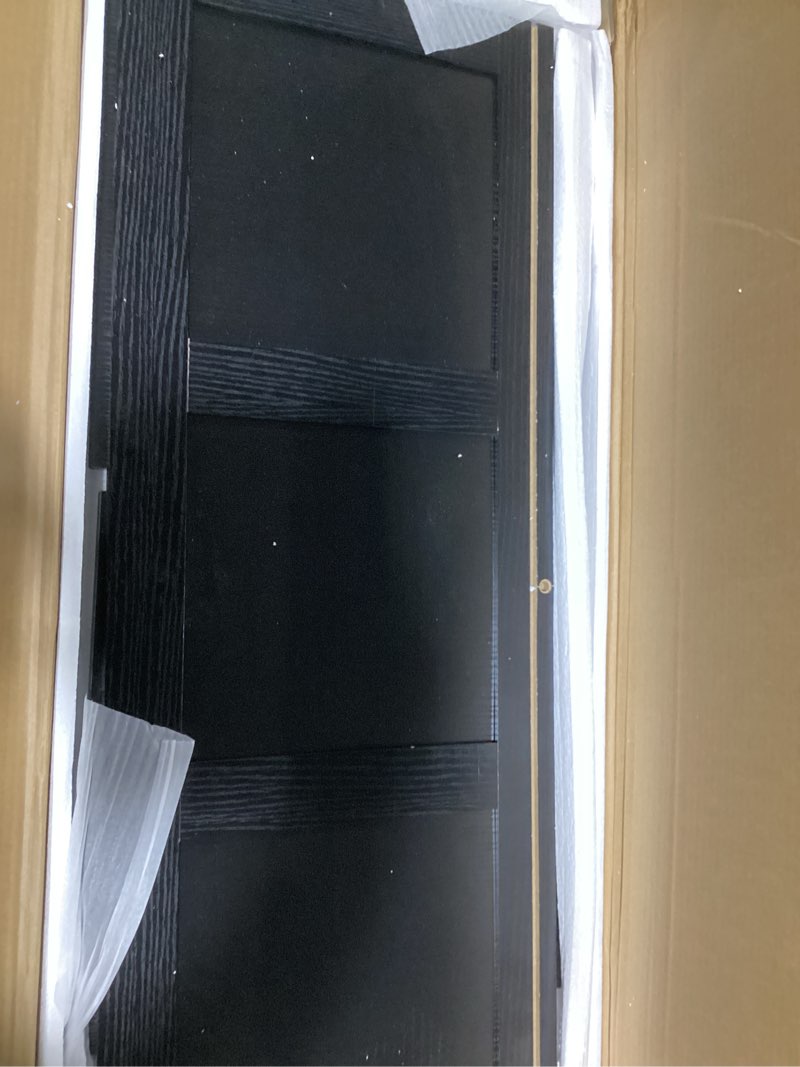 Condition photo showing As Is for HOOBRO Storage Bench, 39.3" Retro Wooden Storage Chest, Wooden Storage Trunk, Toy Chest with Lift Top, Multifunctional Entryway Organizer, for Entryway, Living Room, Black and Walnut BH141CW01 Black + Walnut 39.3"L x 15.7"W x 16.1"H