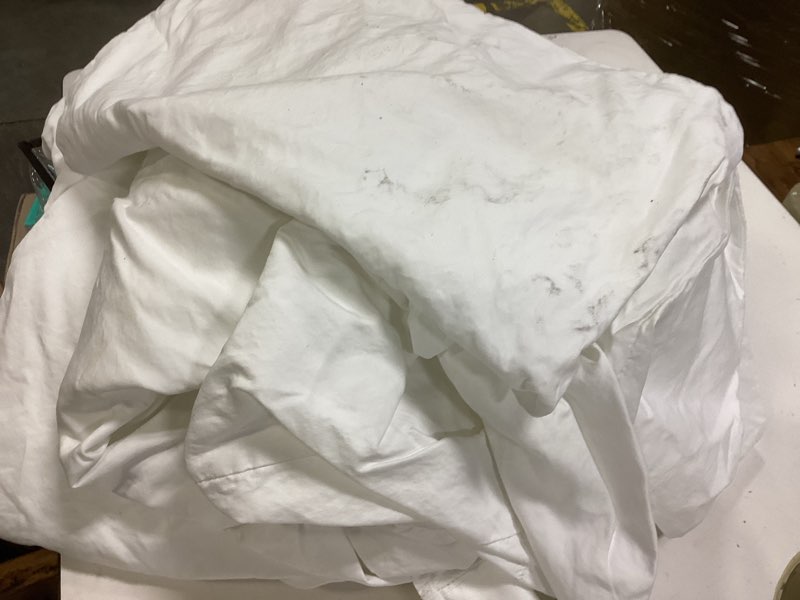 Condition photo showing As Is for Tribeca Living 1000 Thread Count Egyptian Cotton Sheets King Size - Silky Smooth Sateen Weave for Luxurious Sleep - 22 Inch Deep Pocket 4-Piece Set in White White King