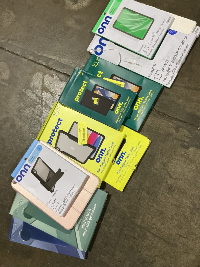 Condition photo showing As Is for assorted tablet cases and screen protectors