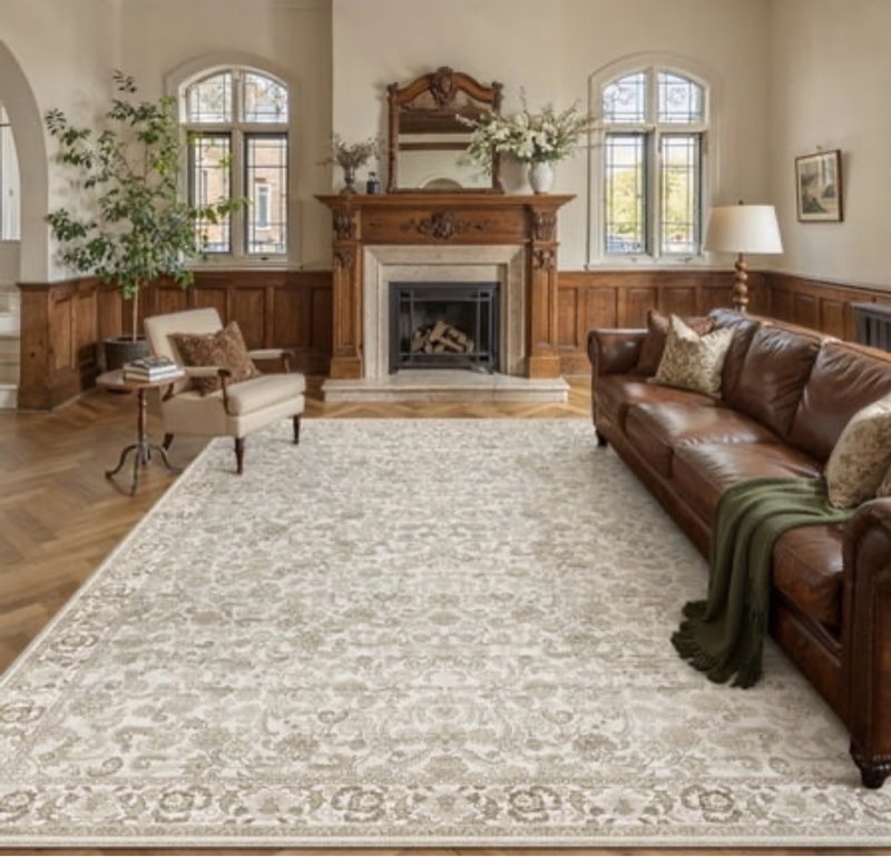 berthmeer large 10 x14  vintage brown area rugs for living room bedroom office dining room farmhouse oriental rugs non slip washable traditional rugs