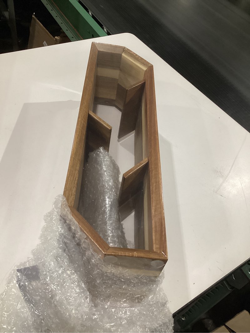 Condition photo showing Good Condition for Acacia Wood Wine Rack - 4 Bottle Countertop Wine Holder with Unique Beveled Edges - Small Wine Rack for Inside Cabinet - Freestanding Vertical Wine Storage or Horizontal Wine Bottle Rack - Tools