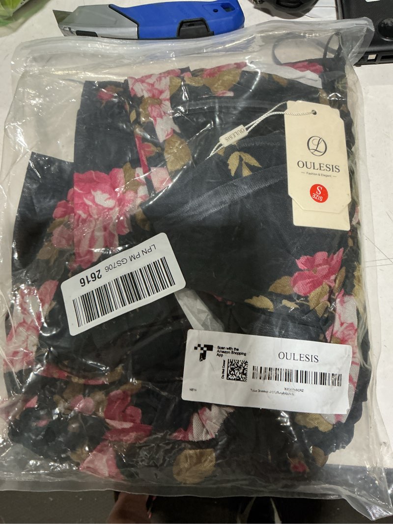 Condition photo showing New/Like New for summer floral wedding guest maxi dress for women strapless tube long dresses mesh flowy vacation cocktail dresses floralblack small