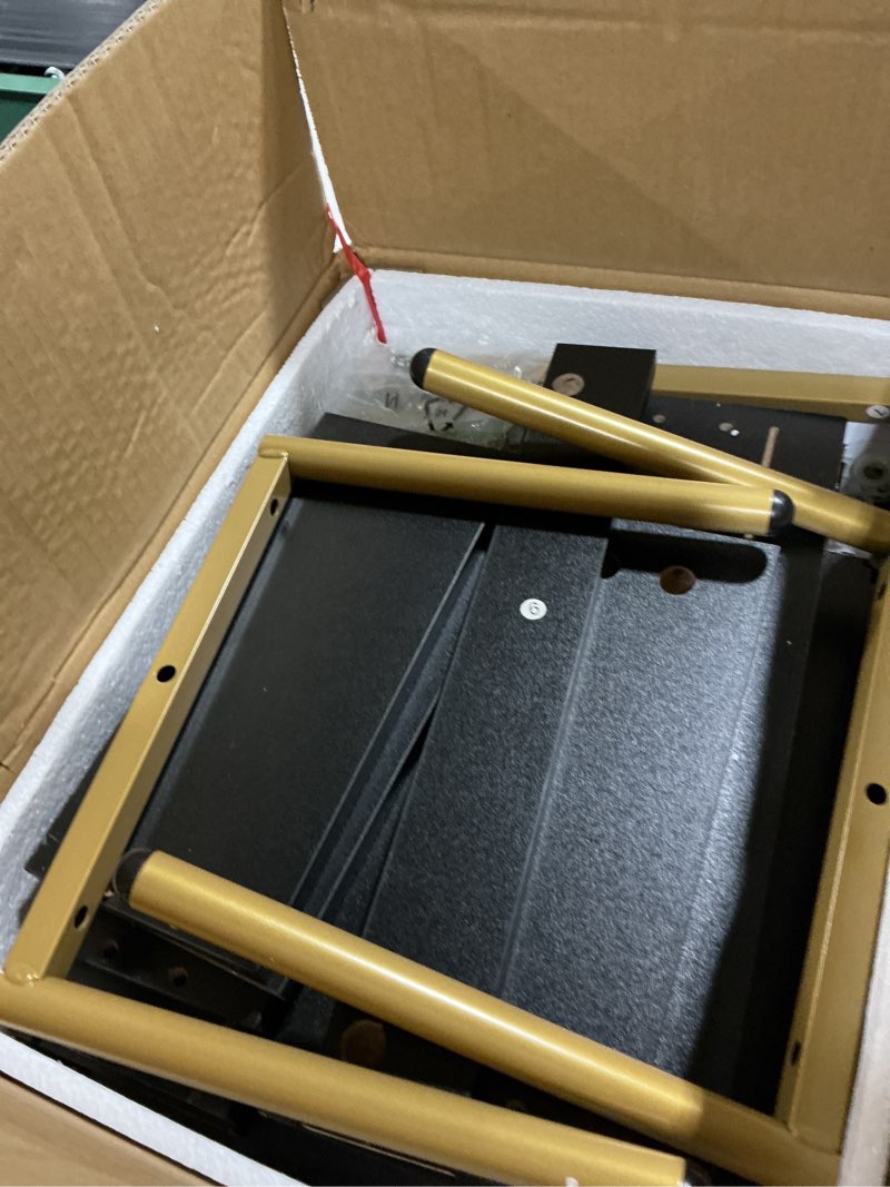 Condition photo showing As Is for masupu nightstand,mid-century modern bedside table with 2 storage drawer,small gold frame side end table for bedroom,living room, black b.black 2 drawer