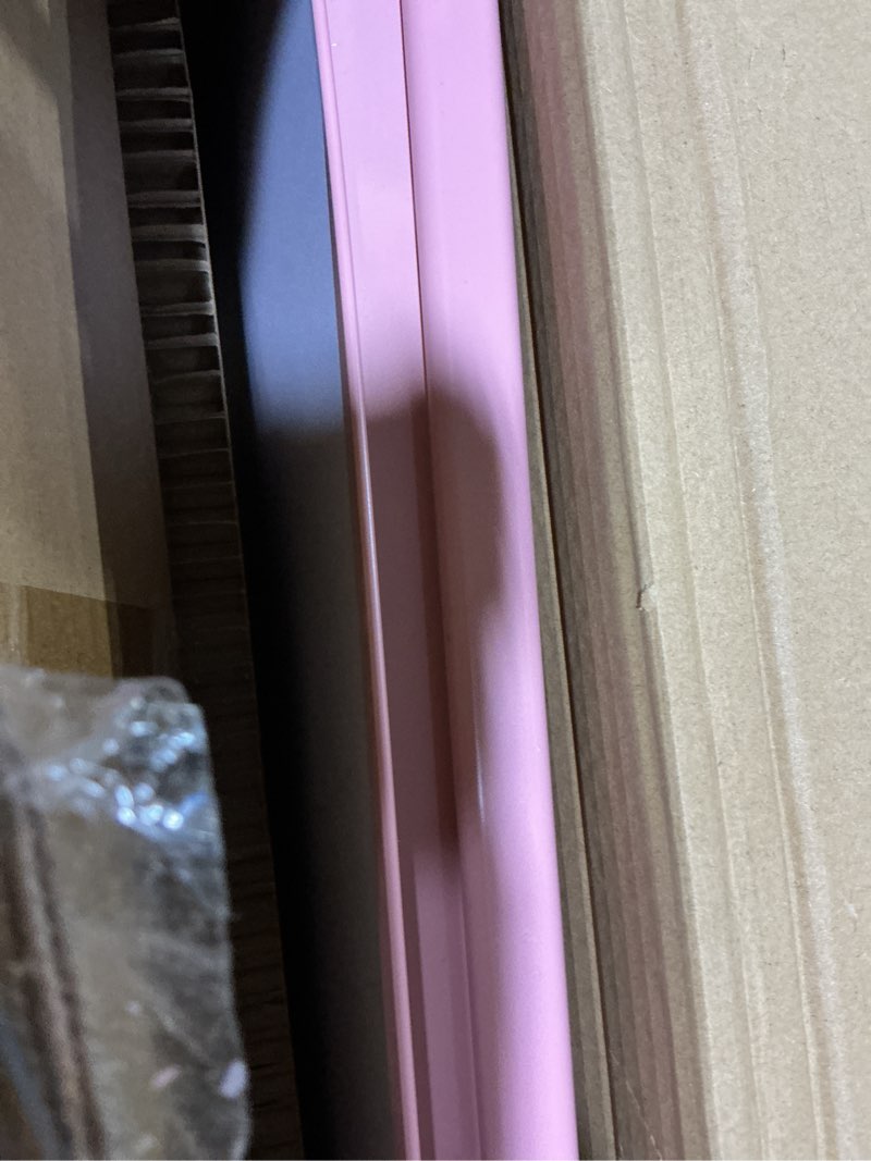 Condition photo showing As Is for tsj office rolling whiteboard standing - 40 x 26 inches magnetic mobile white board with stand, height adjustable dry erase board on wheels with paper clamp on top, pink
