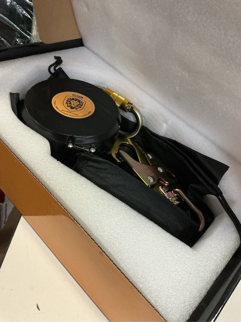Condition photo showing Good Condition for fall protection safety lanyard - 11ft self retracting fall arrest lifeline roofing construction gear osha/ansi compliant