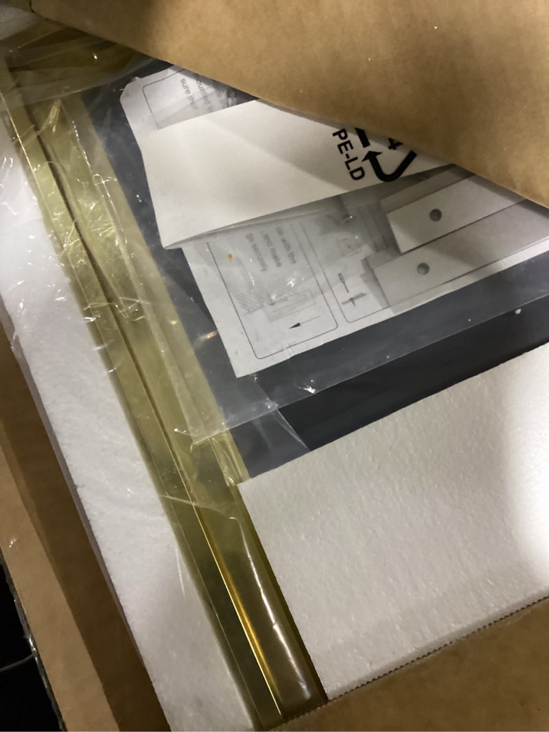 Condition photo showing As Is for keonjinn brushed gold bathroom mirror 24" x 30", beveled edge tempered glass, aluminum alloy wide framed, rustproof, rectangle, modern farmhouse gold mirrors for over sink(vertical/horizontal) gold 30"l x 24"w