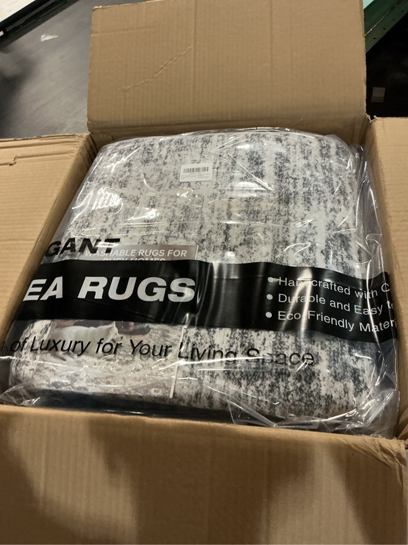 Condition photo showing New/Like New for 9x12 Area Rug Living Room: Washable Large Neutral Grey Rugs Abstract Soft Modern Stain Resistant Indoor Floor Non-Slip Carpet for Bedroom Nursery Kids Office Playroom Dining Room Under Table Home Grey 9' x 12' (Rectangular)