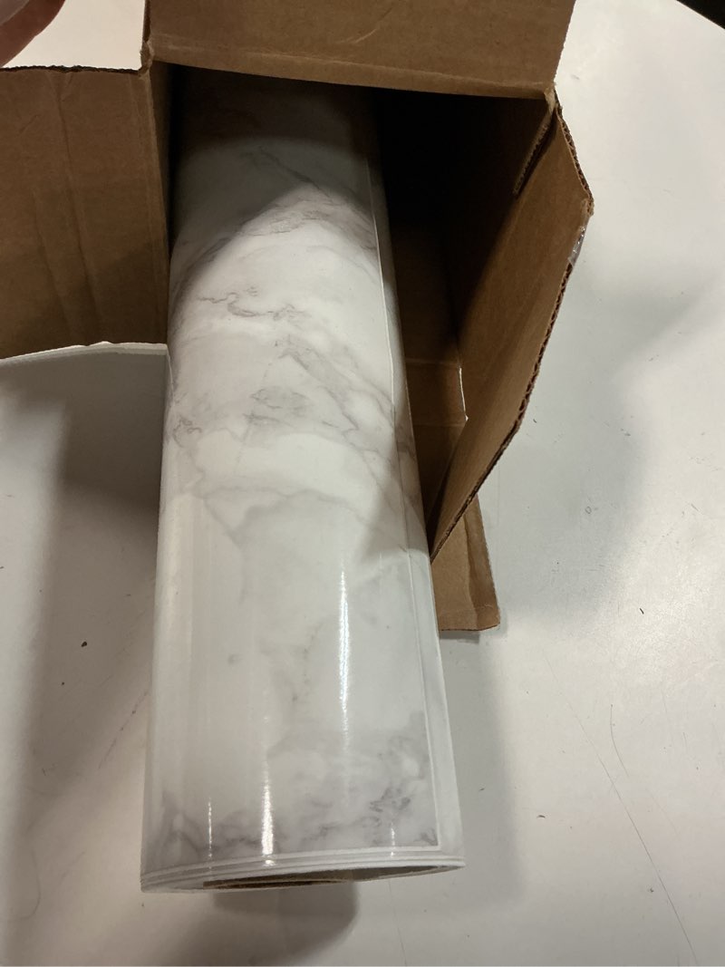Condition photo showing As Is for ez faux decor premium 36” x 240” kitchen countertop update vinyl laminate cover waterproof self-adhesive durable white marble contact paper for countertops peel and stick backsplash (20ft) 36" x 240"