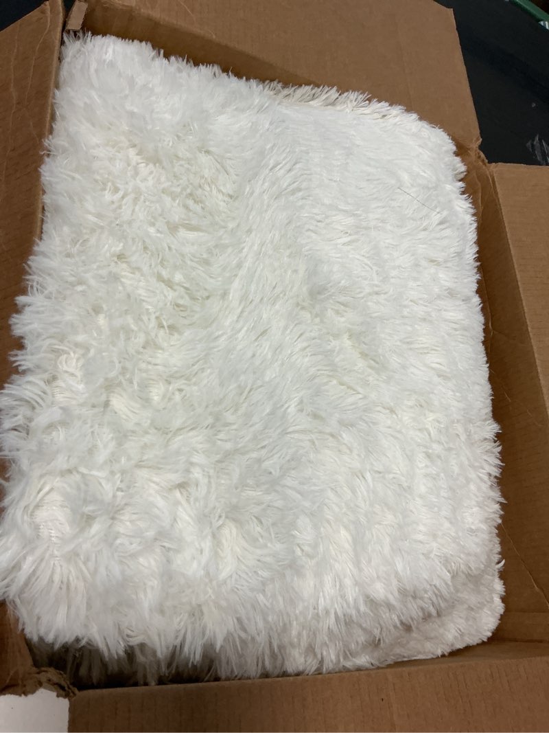 Condition photo showing Good Condition for PAGISOFE Cream White Round Area Rugs, Ivory Circle Rugs 7Ft, Fluffy Shaggy Living Room Carpets, Rugs for Girls Boys Kids Bedroom, Furry Comfy Teepee Mats Circular Rug for Reading Nook Nursery Room 7' (Round) Cream White