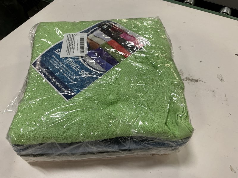 Condition photo showing New/Like New for Towel and Linen Mart 100% Cotton 6 Pack Bath Towel Set, Quick Dry, Super Absorbent, Light Weight, Soft, (27 x 54 Pack of 6) Beige, White, Grey, Sky Blue, SAGE Green, Navy 27 x 54 6 pack Beige , White , Grey , Sky Blue , Sage Green , Navy