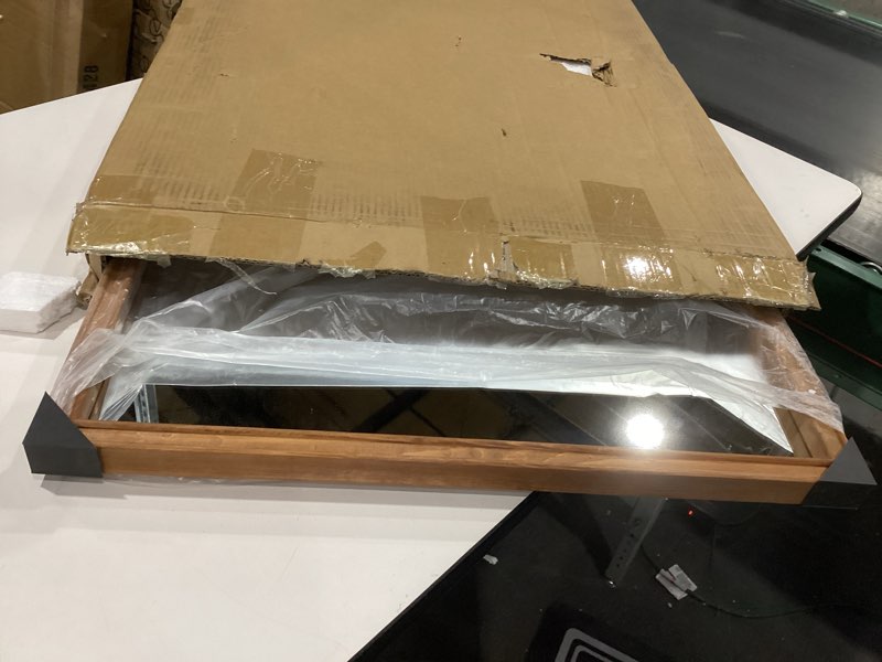 Condition photo showing Good Condition for SIMILAR TO WallBeyond Wood Frame Wall Mirror Rounded Corner Arch Rectangle Mirror for Entryway, Living Room or Bedroom Home Decor - Light Woodgrain [20\" x 30\" Honey-Colored] 30\"L x 20\"W Honey B