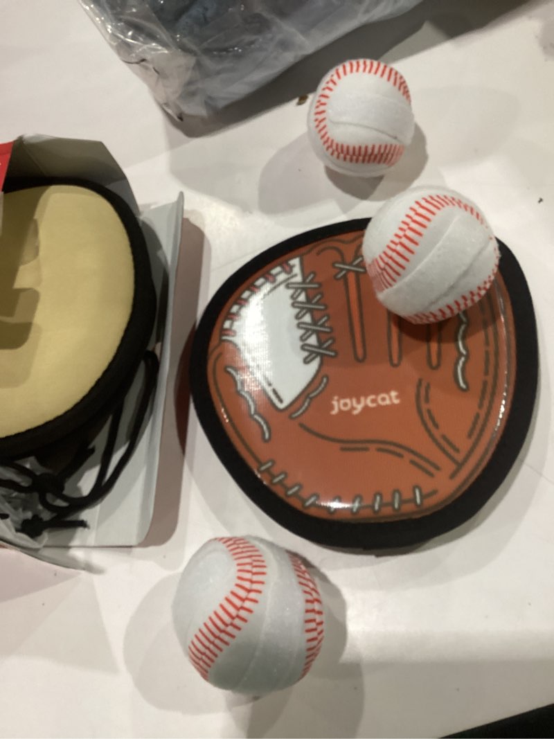 Condition photo showing New/Like New for joycat toss and catch ball game for kids,4 paddles outdoor toys for family camping, beach & yard game,toddler baseball glove&sticky ball set, sports birthday gifts for boys girls age 3-12 4 paddles 4 balls(brown)