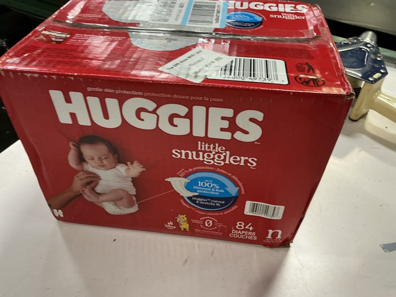 Condition photo showing New/Like New for huggies size newborn diapers, little snugglers baby diapers, size newborn (up to 10 lbs), 84 count, packaging may vary newborn 84