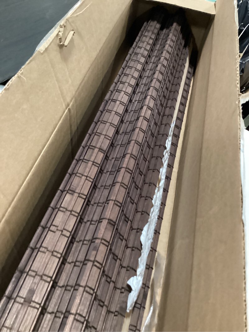 Condition photo showing As Is for Cordless Bamboo Roman Shades for Windows, Blinds Size (30.5" W ×48" H) Colour (Highfield Teak) Highfield Teak 30.5" W × 48" H